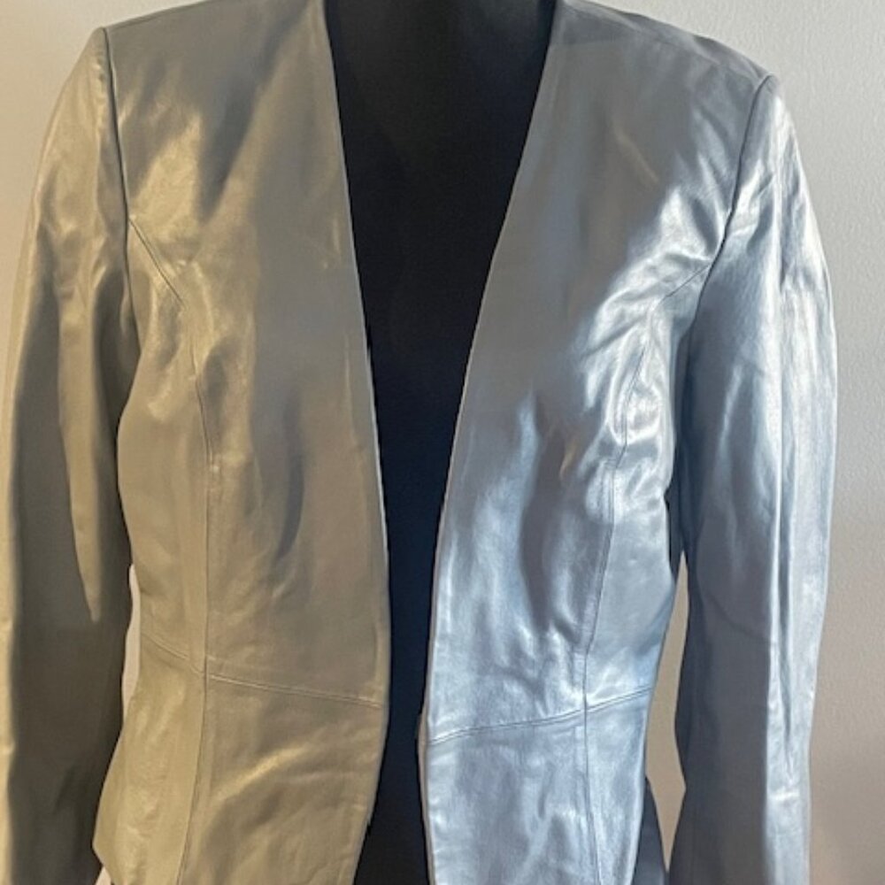 Vintage Light Grey Leather Jacket